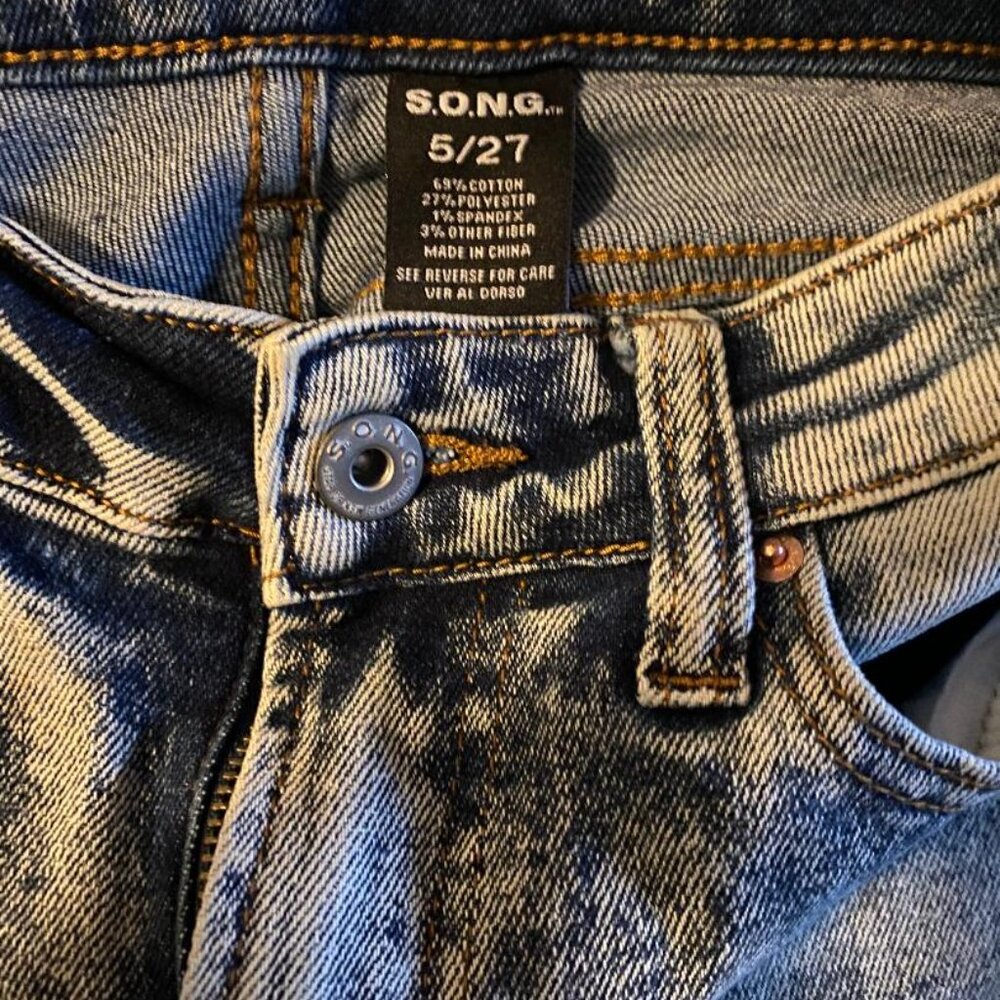 NWOT-SONG Slim Fit Super High Rise Vintage Stretch Acid Wash Jeans Size 5/27 - Picture 3 of 3